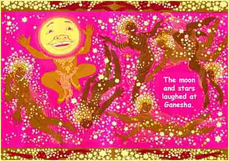 Moon and stars laugh at Ganesha