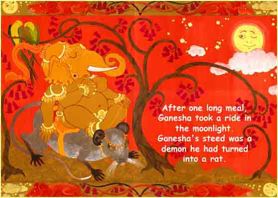 Ganesha rides in the moonlight