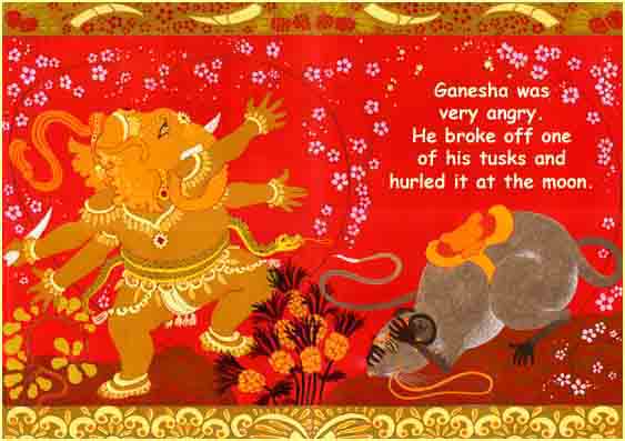 Ganesha hurls his tusk at the Moon